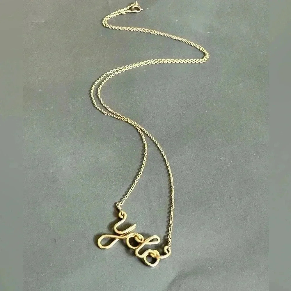 Custom Handmade Gold yolo Necklace You Only Live Once 14k Gold Filled Wire